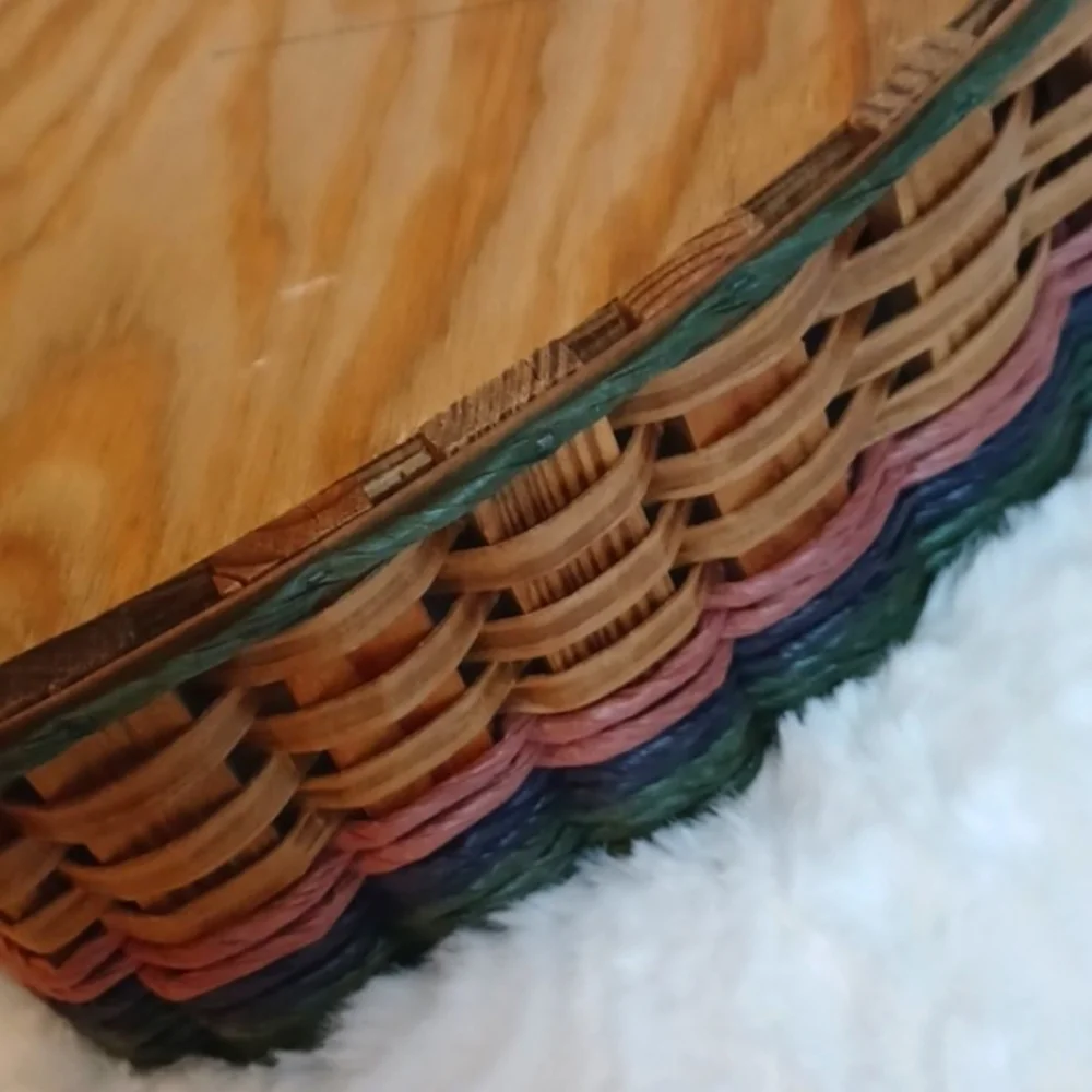 Handcrafted Heart Wooden Wicker Shelf Florida State Fair Signed 2005 15 Wx14 L